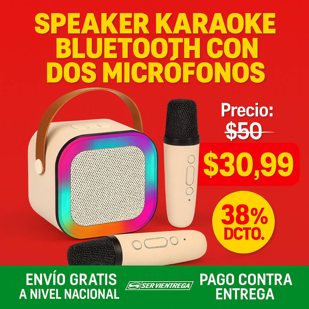 Parlante Karaoke Bluetooth 2 MICROFONOS