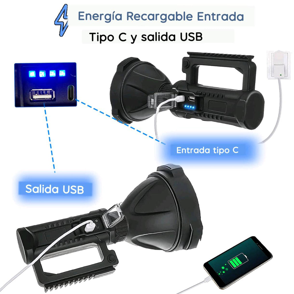 LINTERNA POTENTE LED CON TRIPODE 200MT