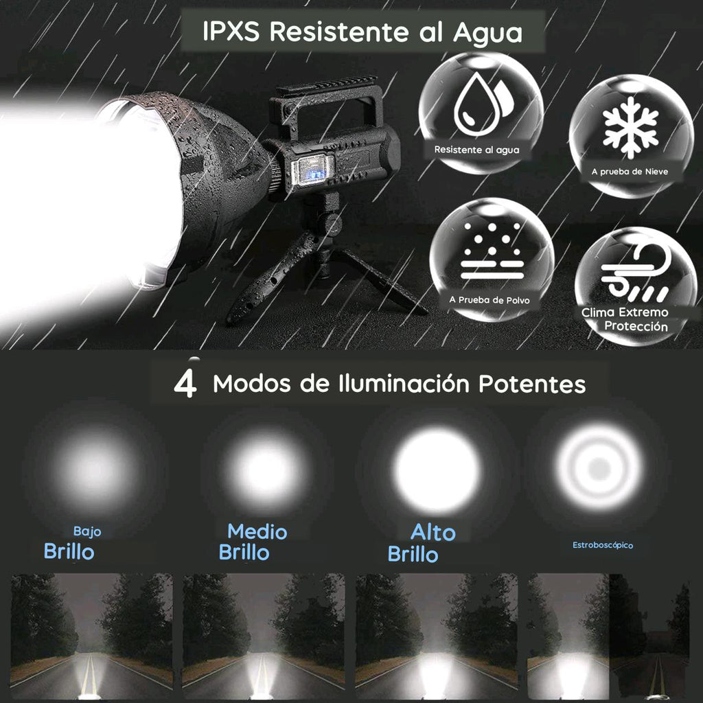 LINTERNA POTENTE LED CON TRIPODE 200MT