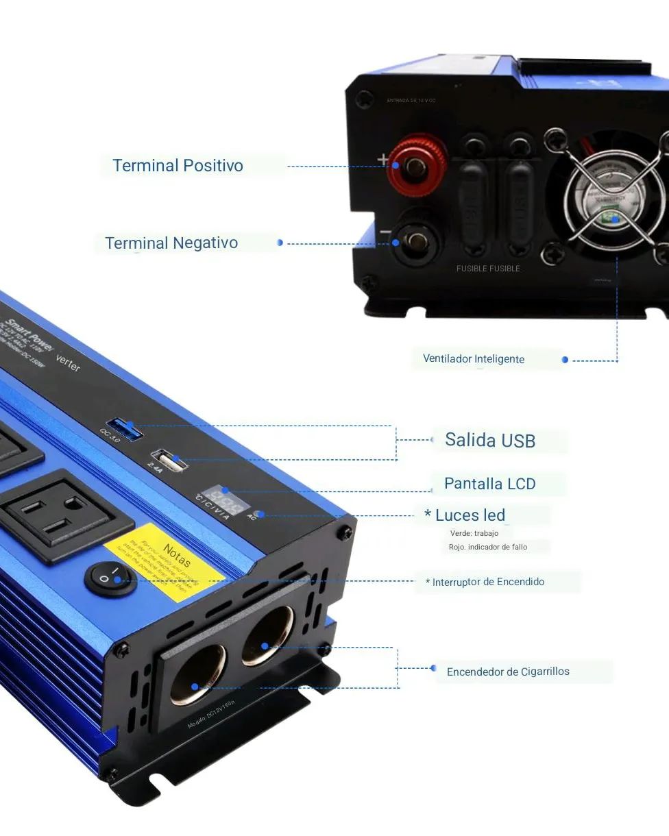 INVERSOR 1000W INTELIGENTE DOBLE TOMA (electrónico)