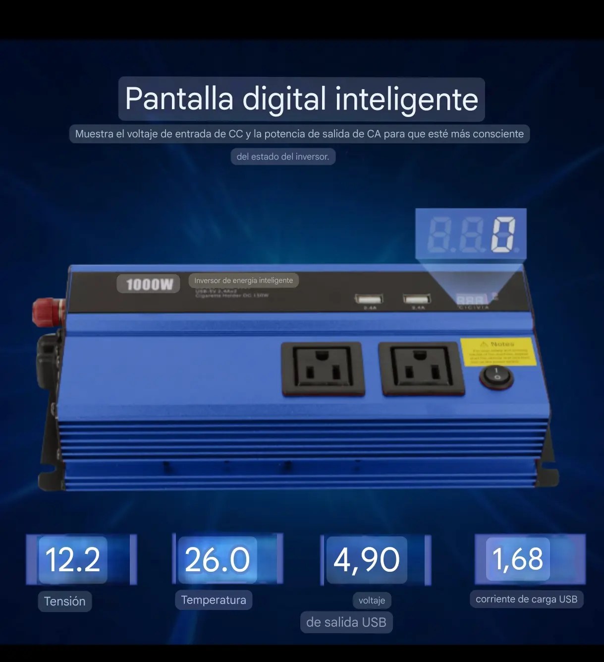 INVERSOR 1000W INTELIGENTE DOBLE TOMA (electrónico)