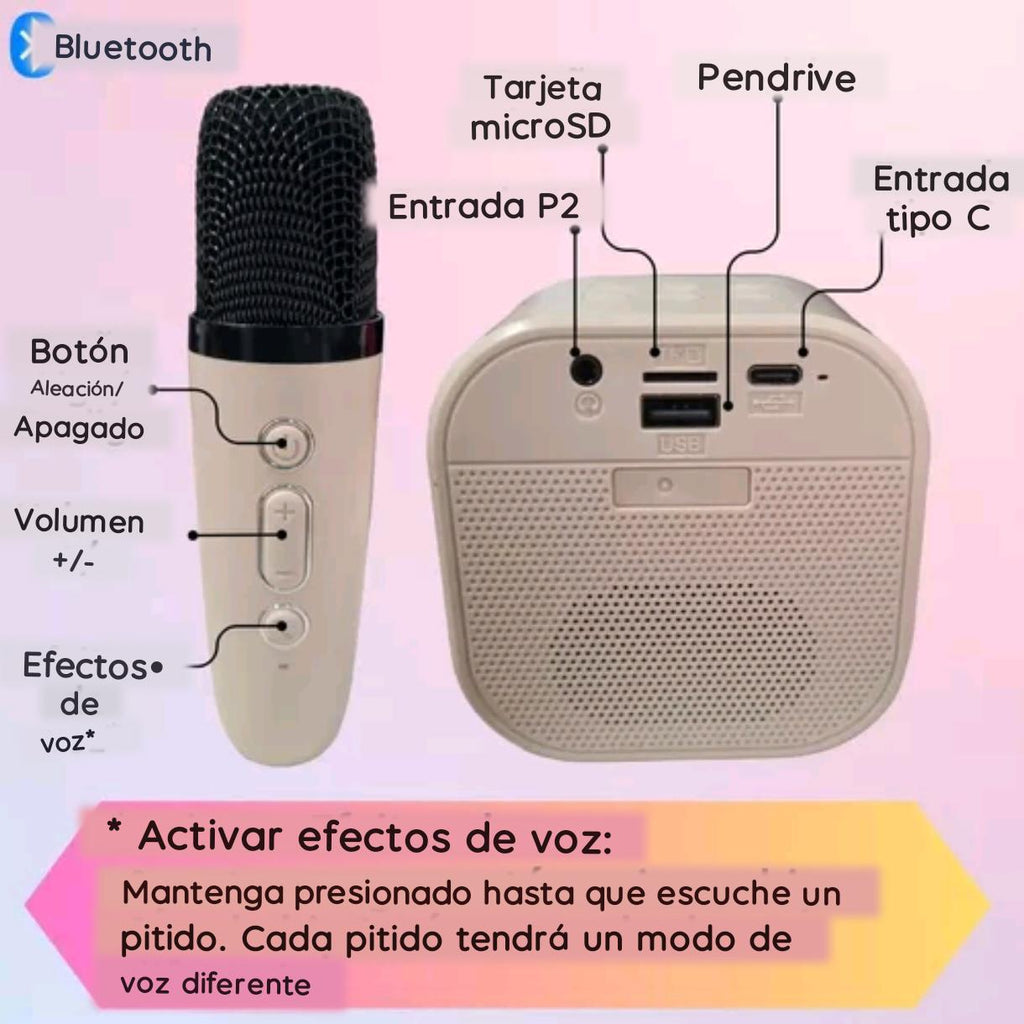 Parlante Karaoke Bluetooth 2 MICROFONOS