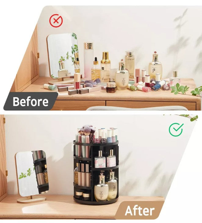 Almacenamiento de cosméticos giratorio