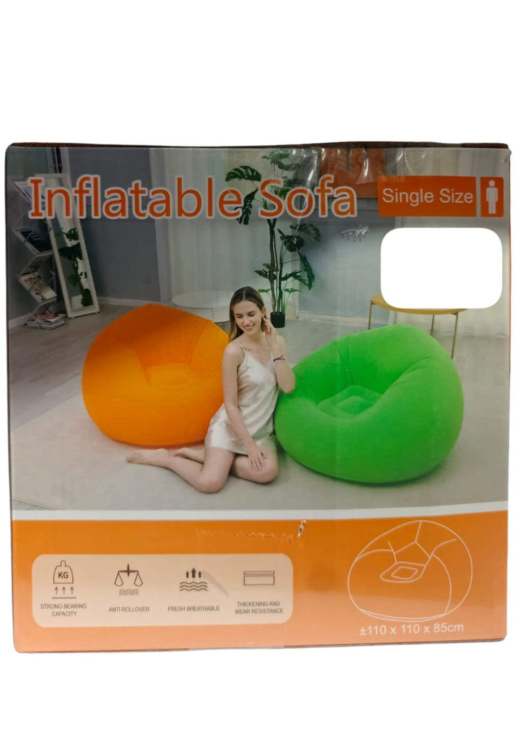 SOFÁ INFLABLE NARANJA/VERDE PARA EL HOGAR
