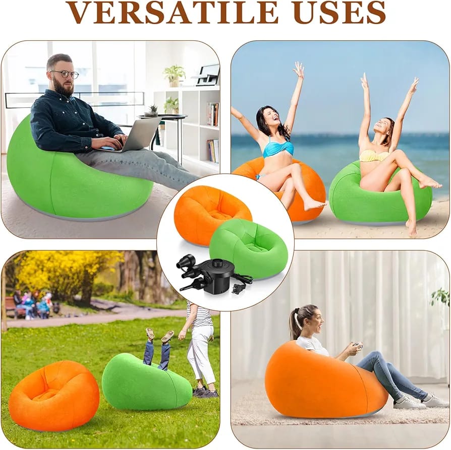 SOFÁ INFLABLE NARANJA/VERDE PARA EL HOGAR