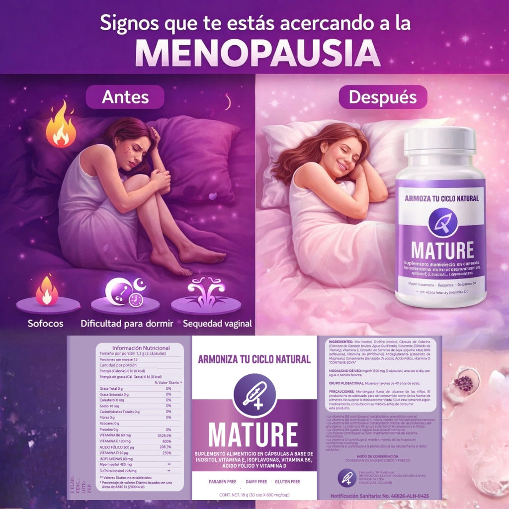 Suplemento alivia menopausia MATURE x1
