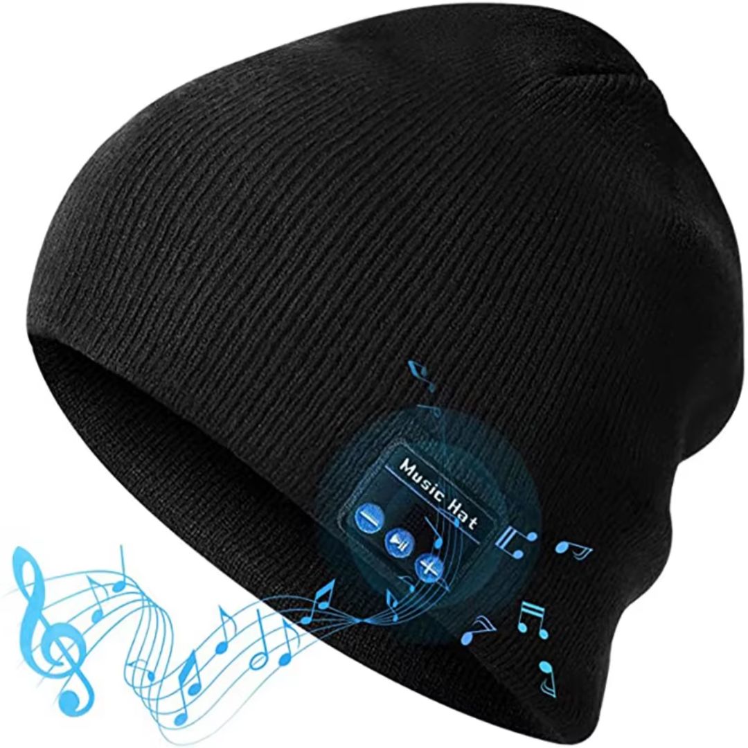 GORRO NEGRO CON AUDÍFONOS BLUETOOTH
