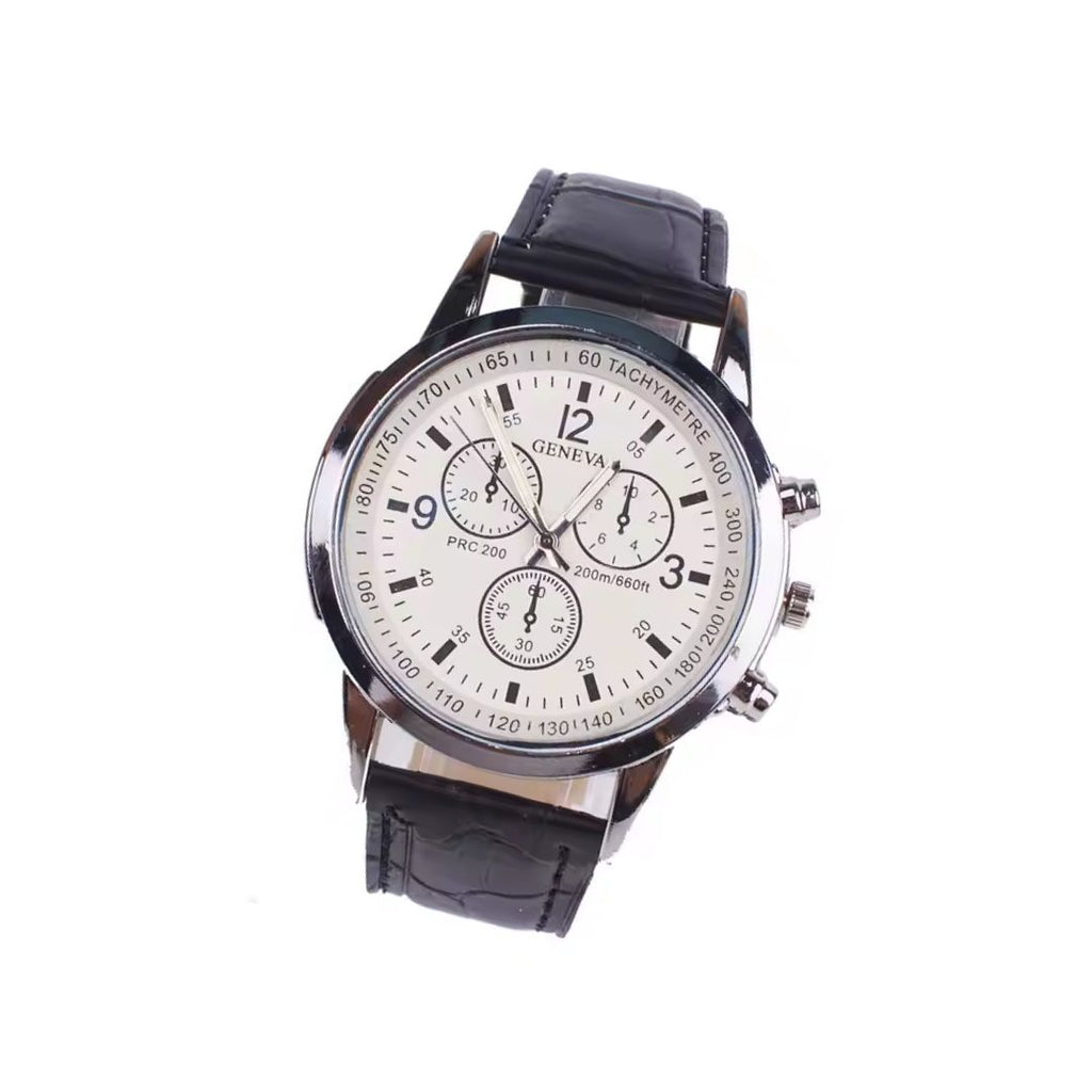 RELOJ GENEVA +BILLETERA NEGRO