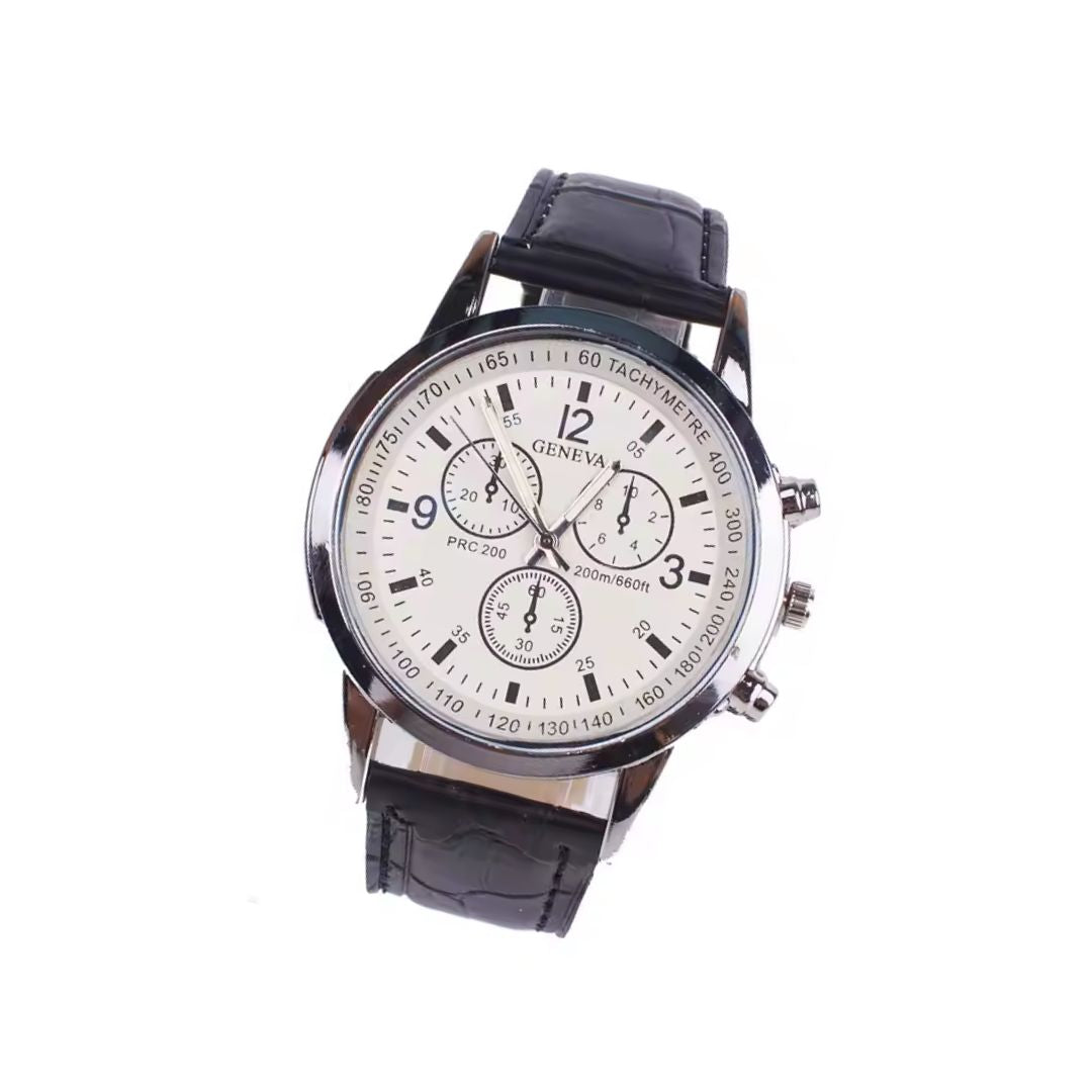 RELOJ GENEVA +BILLETERA NEGRO