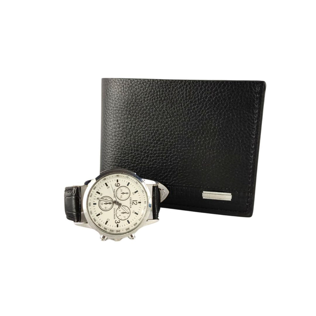 RELOJ GENEVA +BILLETERA NEGRO