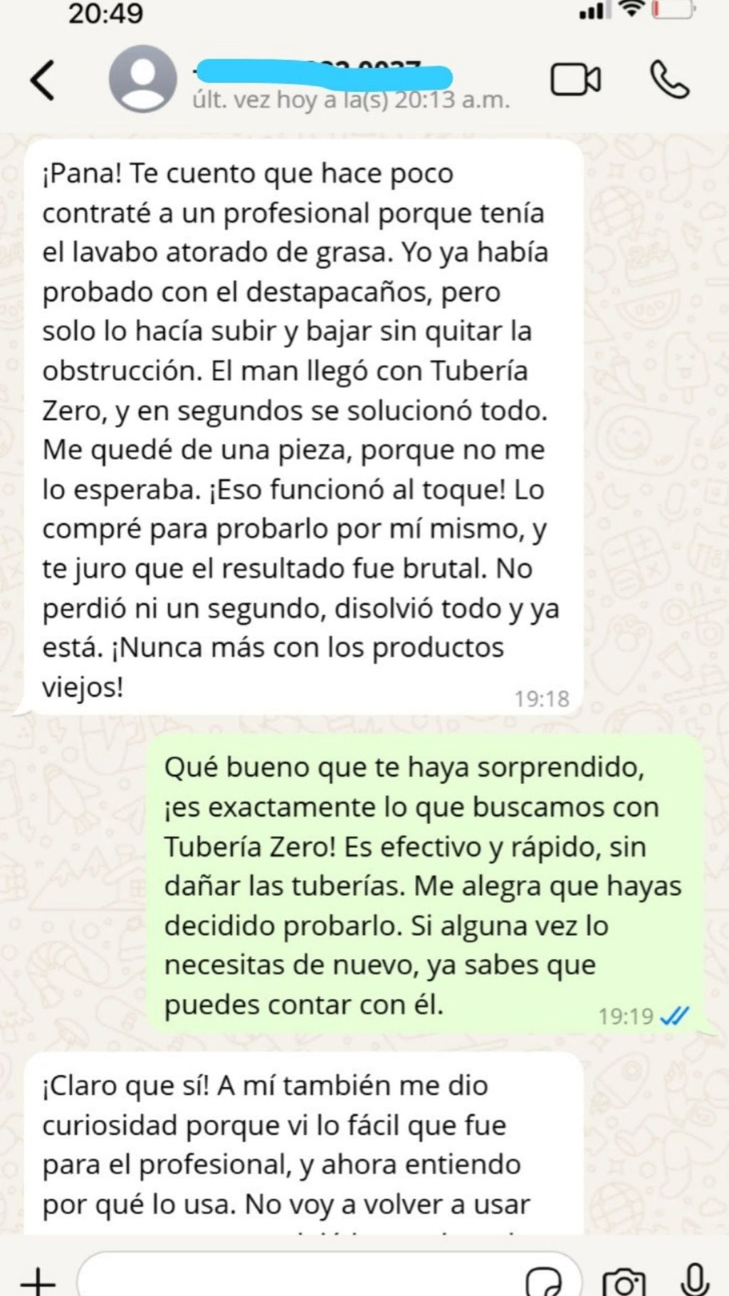 Destapa Caños Tuberia Zero 2x300gr