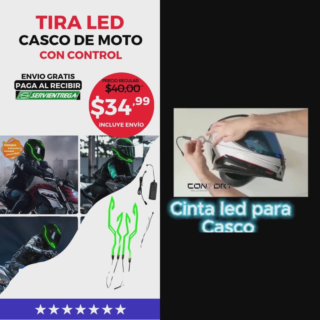 LUCES CASCO MOTO LED CON CONTROL